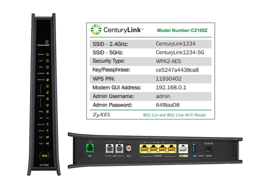 CenturyLink Zyxel C2100Z router modem